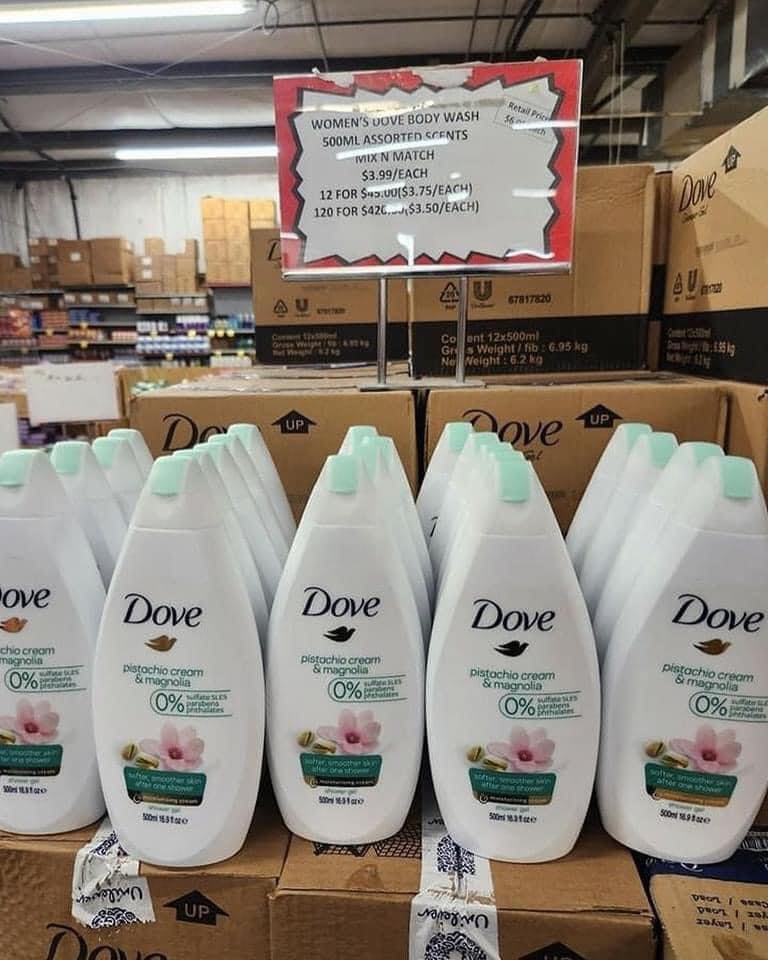 Dove body wash, deodorant spray, beauty bars assortment