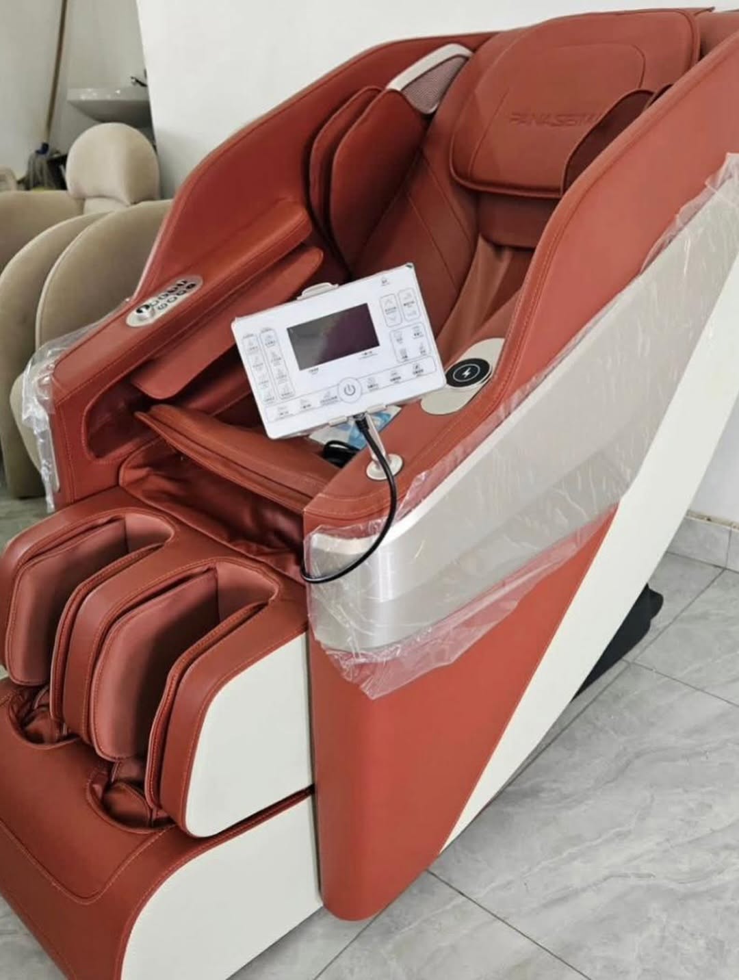 Reclining heated massage chair with air compression